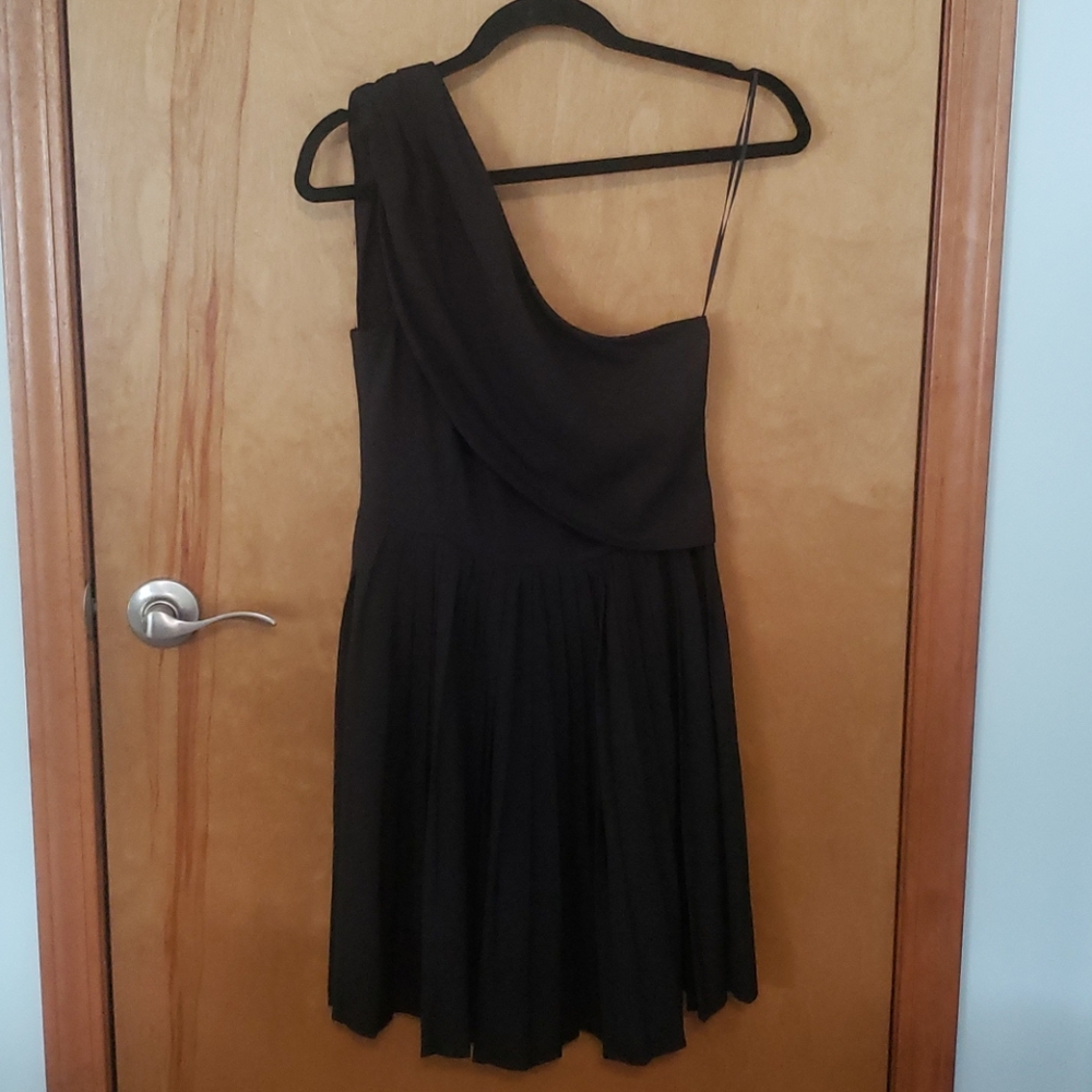 One shoulder black dress